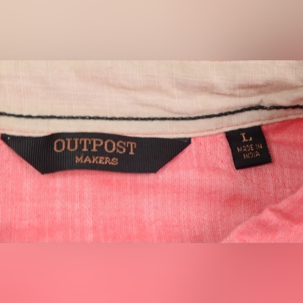 Buckle Exclusive Outpost Makers Mens Large, Salmon Color, Long Sleeve, Button Up - Picture 7 of 7